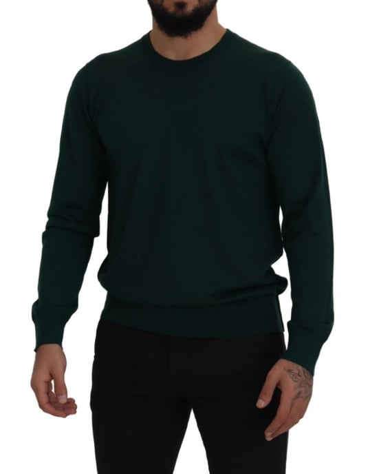 Dolce & Gabbana Grüner Kaschmir Rundhals-Pullover Herren-Sweater - Image 5