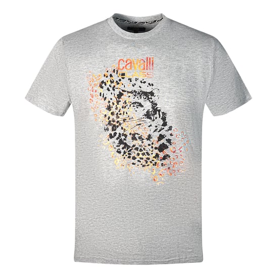 Cavalli Class Leopardenmuster Silhouette Graues T-Shirt - Image 1