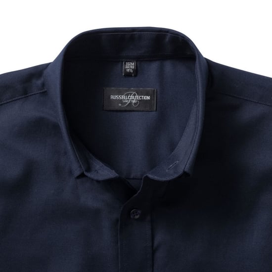 Russell Collection Herren-Langarmhemd aus pflegeleichtem Oxford (Bright Navy) - Image 5