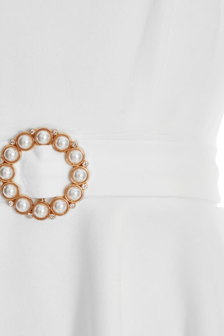 Cream Chiffon Buckle Peplum Top