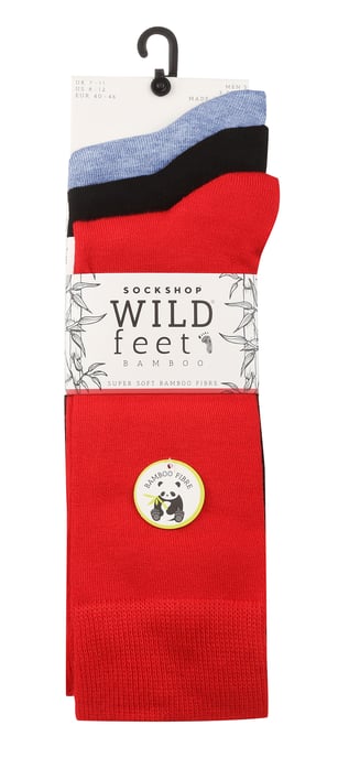 Wild Feet - 3er-Pack Herren atmungsaktiv einfarbig Bambus Socken - Image 2