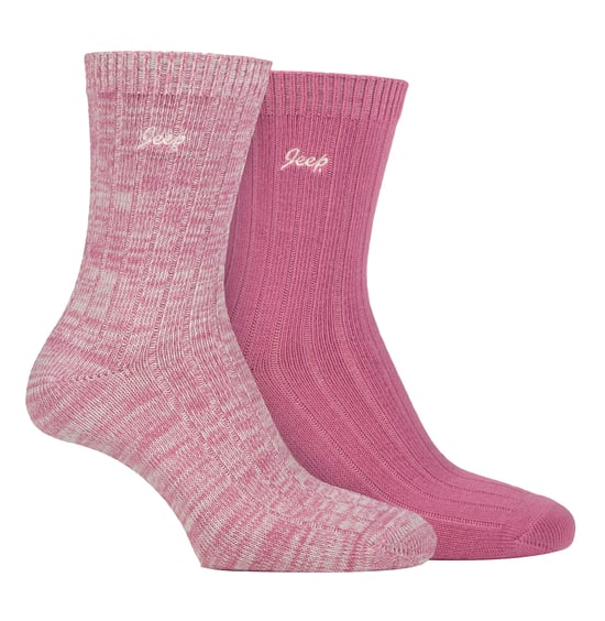 Womens Walking Boot Socken | Jeep | 2 Pack High Performance Polyester Running Socken - Cerise / Creme - Image 1