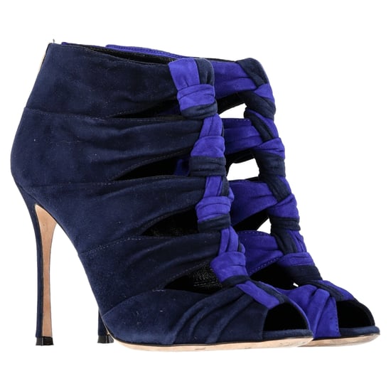 Sergio Rossi Bicolor Cut-Out Stiefeletten aus blauem Wildleder - Image 4