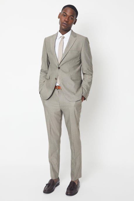 Neutral Herringbone Suit Jacket
