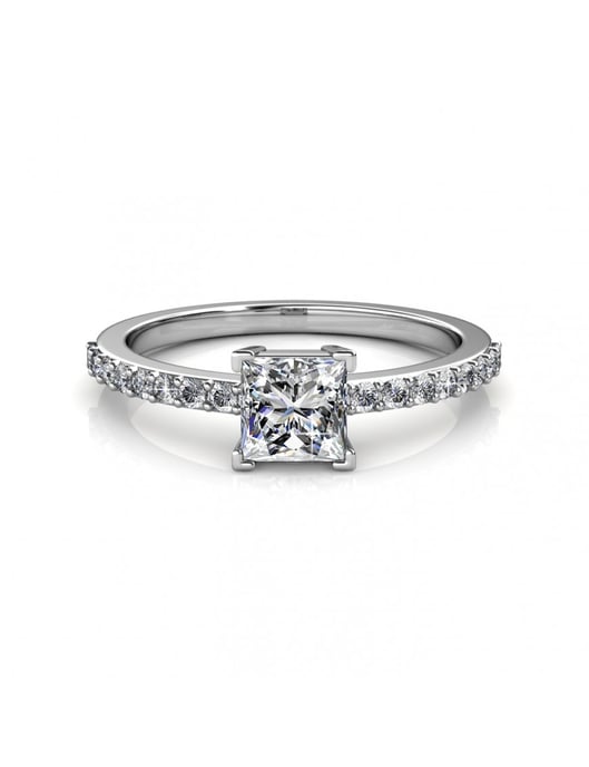 Einfacher quadratischer Ring - Silber und Kristall - Image 3