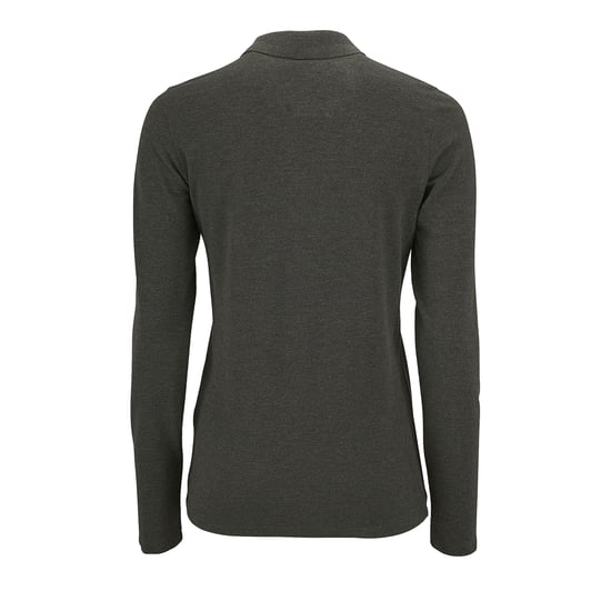 SOLS Womens/Ladies Perfect Long Sleeve Pique Polo Shirt (Charcoal Marl) - Image 2