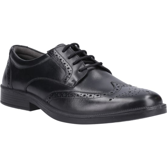 Hush Puppies Nolan Leder Herren Schwarz Brogues Schuhe - Image 1
