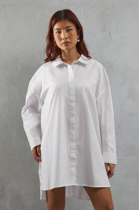 Poplin Tie Detail Relaxed Shirt Dress