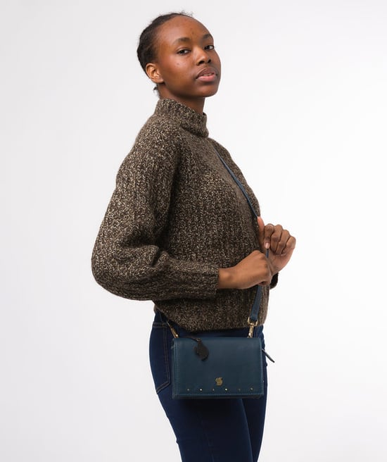 'Nemo' Snorkel Blue Leather Cross Body Clutch Bag