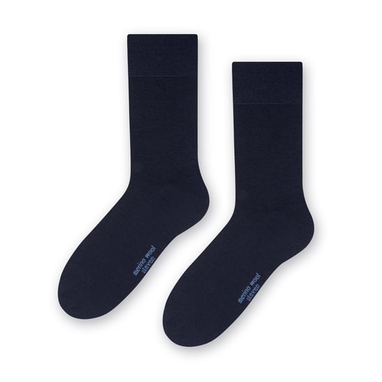 Herren Merinowolle Socken | Steven | Warme gestrickte gerippte Kleid Socken - Navy - Image 1