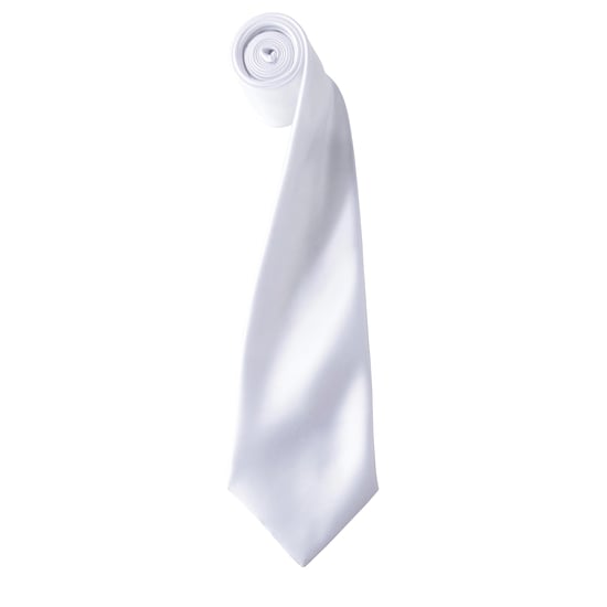 Premier Herrenkrawatte aus Satin (schmale Klinge) (Weiß) - Image 1