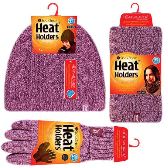 Heat Holders - Womens Thermal Winter Fleece Mütze, Halswärmer und Konverter Handschuhe Set - Rose - Image 2