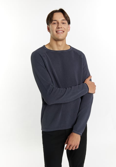 Mo Strick Pullover Herren Marine - Image 3
