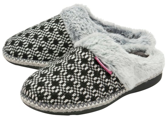 Dunlop - Damen niedlich kuschelig Plüsch Memory Foam gestrickt Hausschuhe mit offenen Rücken Mules - Image 2