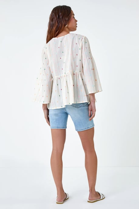 Petite Embroidered Cotton Smock Top