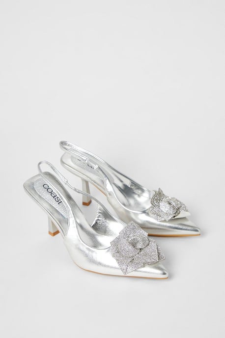 Stella Diamante Corsage Slingback High Stiletto Pointed Court Shoes