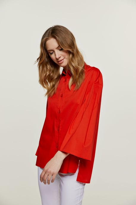Rote Bluse mit weiten Ärmeln - Image 1