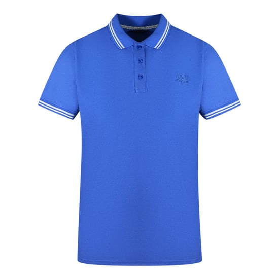 Cavalli Class Polohemd mit Zwillings-Paspelkragen in Blau - Image 1