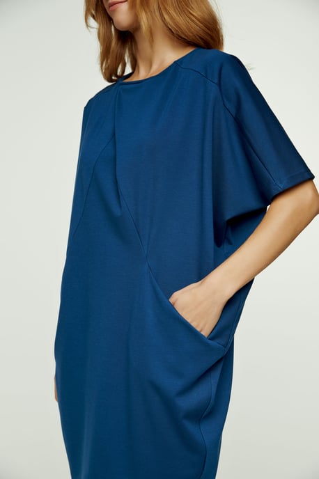 Petrol Batwing Style Punto di Roma Dress