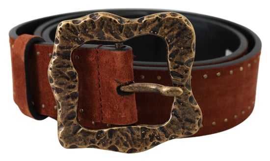 Dolce & Gabbana Men's Brown Suede Leather Studded Baroque Belt