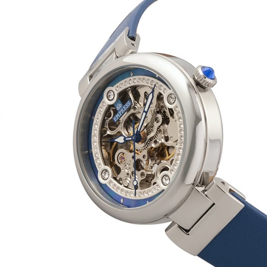 Empress Adelaide Automatic Skeleton Leather-Band Watch