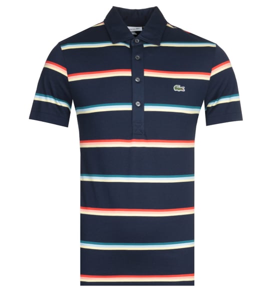 Lacoste Stripe Navy MC Homme Polo Shirt