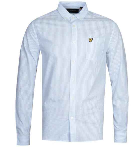 Lyle & Scott Seersucker Pool Blau Langarmhemd - Image 1