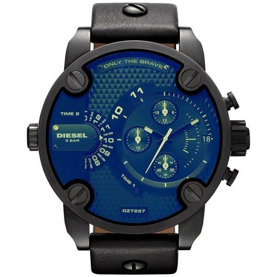 Diesel DZ7257 Bad Ass Chronograph Blue Dial Black Leather Men's Watch
