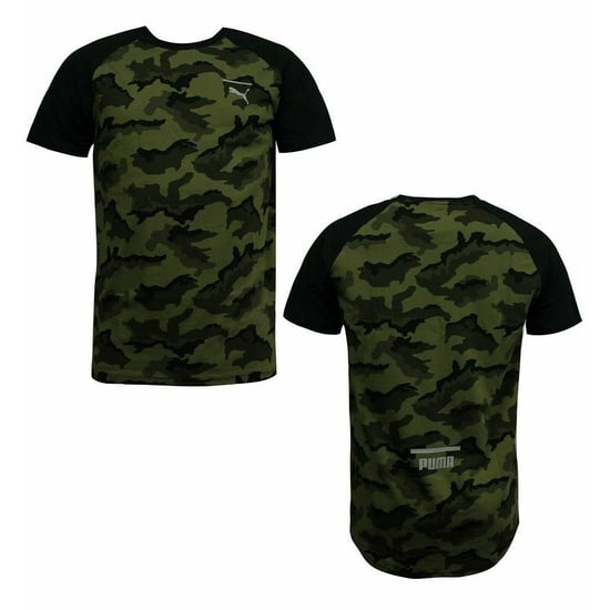 Puma Evo Short Sleeve Crew Neck Camo Graphic Green Mens T-Shirt 577075 05