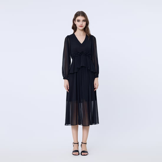 Langes Rüschenkleid aus Chiffon - Image 2