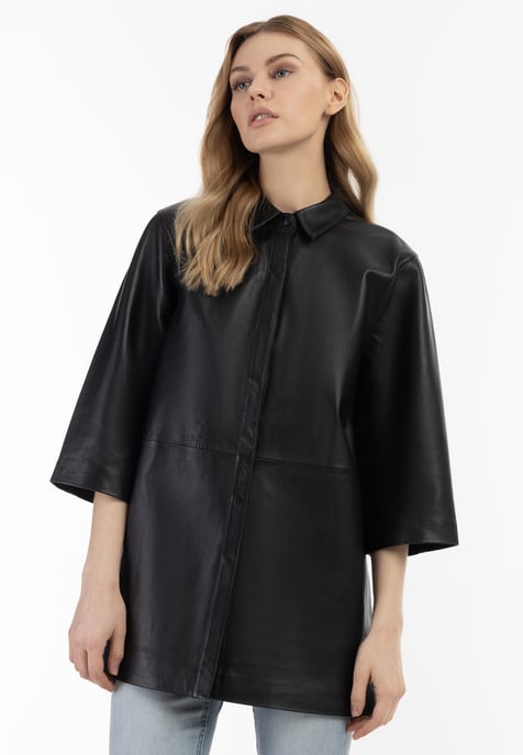 Dreimaster Lederhemd Damen schwarz - Image 3