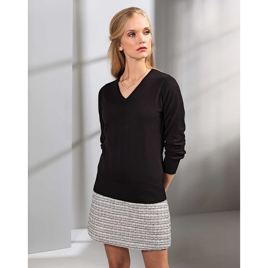 Premier Damen Strickpullover mit V-Ausschnitt (Schwarz) - Image 2