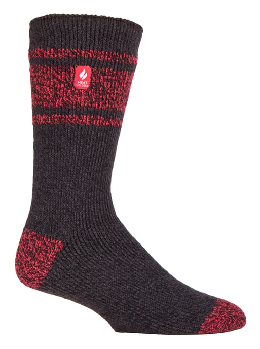 Wärmehalter - Herren extra dicke Thermosocken für den Winter | Warme flauschige Fleece isolierte Socken | Geschenke für Männer - Charcoal / Rot (Athen) - Image 1