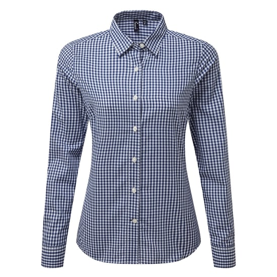 Premier Womens/Ladies Maxton Check Langarmhemd (Marine/Weiß) - Image 1