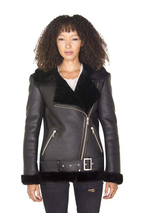 Women's black Piloten biker jacket from Schaffell - Merida