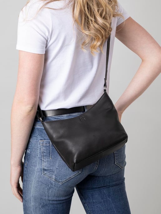 Fornside Small Leather Cross Body Bag in Black