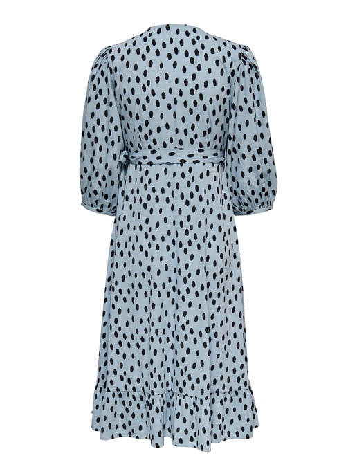ONLY wikkeljurk ONLOLIVIA met all over print en volant lichtblauw/zwart