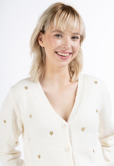 Mymo Strickjacke Damen Wollweiß - Image 5