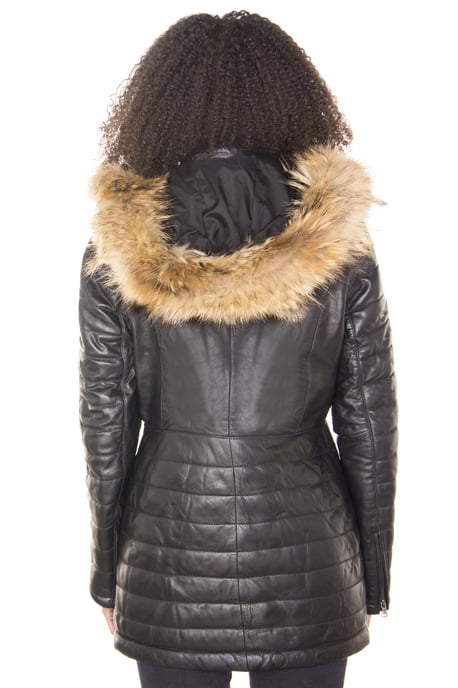 Womens Quilted Leather Parka Jacket-Curitiba