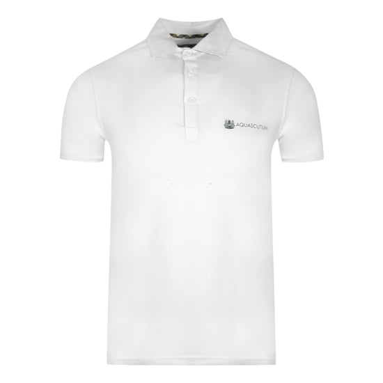 Aquascutum Aldis Crest Block Logo Weißes Poloshirt - Image 1