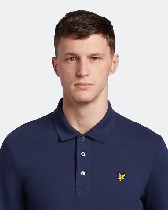 Lyle & Scott Langärmeliges Poloshirt in Navy - Image 4
