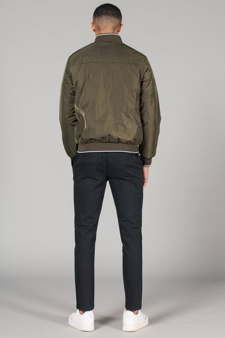 Khaki Funnel Neck Zip Jacket