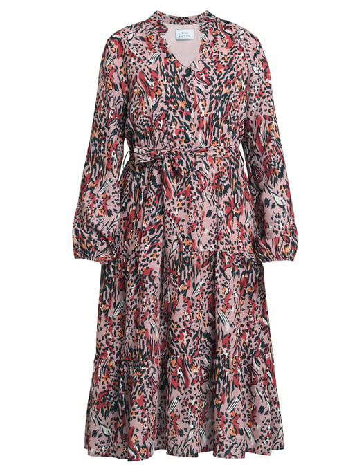 Graycin V Neck Button Front Dress With Tiered Skirt
