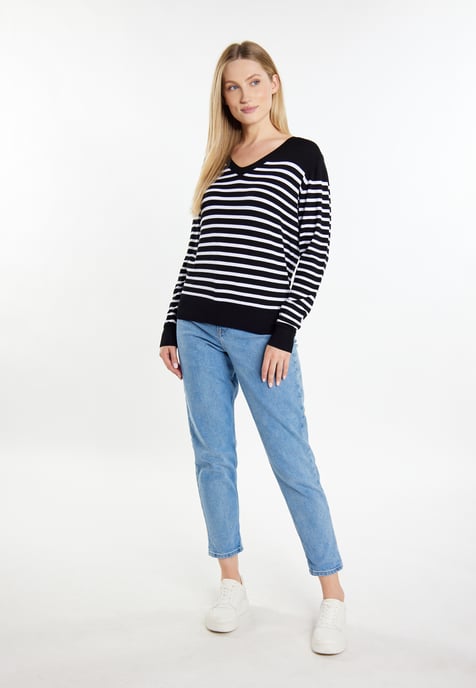 Dreimaster Strickpullover Damen schwarz weiss - Image 2