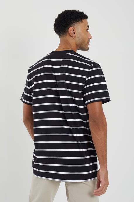Black 'Gannon' Cotton Oversized Stripe T-Shirt