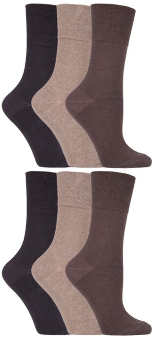 Gentle Grip - 6 Paar Damen Diabetiker-Socken mit Honigkamm-Oberteil und handgekettelten Zehennähten - Braun 39 - Image 1