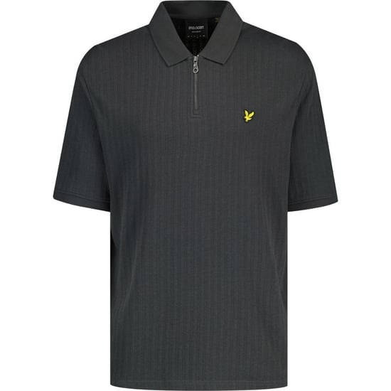 Lyle & Scott Textured Stripe Gunmetal Grey Poloshirt - Image 1