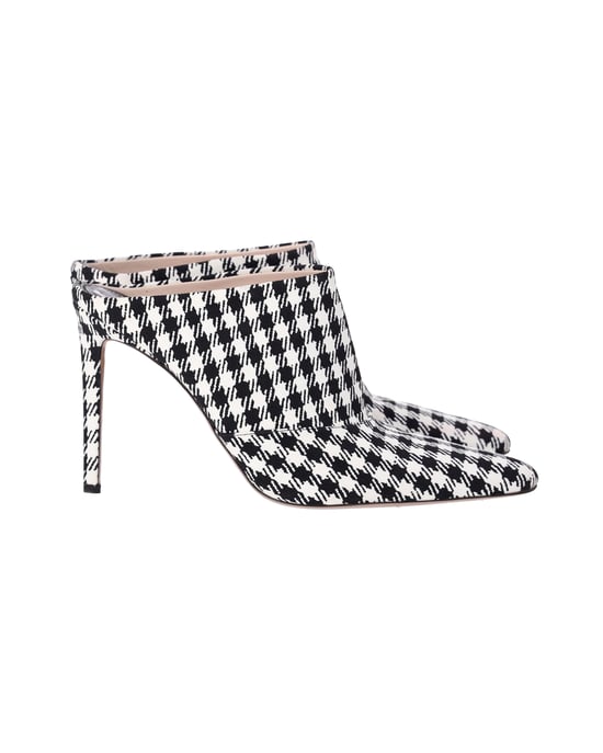 Altuzarra Checkered Davidson Houndstooth Mules in White Canvas