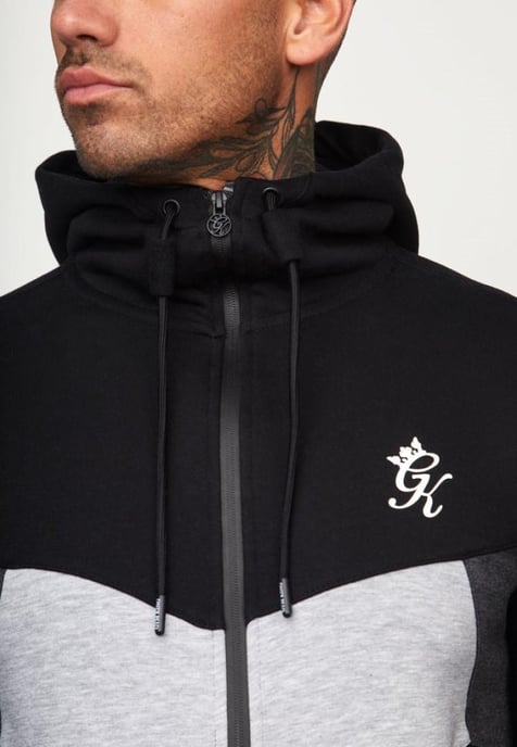 Gym King Koen Mens Zip Up Hoodie Schwarz/Grau - Image 5