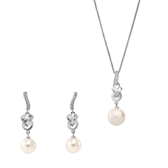 Orphelia 'Clara' Damen 925 Sterling Silber Set: Kettenanhänger + Ohrringe - Silber SET-7515 - Image 1